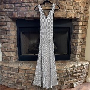 Striped Black and White Maxi Dress With Criss Cross Back